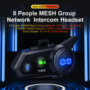 El Mejor Intercomunicador para Motociclistas y Pasajeros, Intercomunicador para Motocicleta con Mezcla de Audio para 8 Motociclistas, Auriculares Intercomunicadores - Product Image 5
