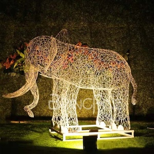 Escultura de elefante hueca grande de acero inoxidable, estatua de Animal de Metal para decoración de jardín - Product Image 6