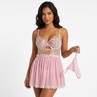 Ensemble de lingerie sexy ODM en coton brodé, fin et transparent avec dos ouvert pour usage commercial