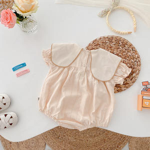 Mono con volantes de Boutique para niñas pequeñas, traje retro personalizado de manga corta con bordado rosa para verano - Product Image 2