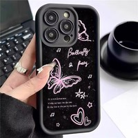 Coques de Téléphone Antichoc Luxe Papillons pour iPhone 17 Air 16 15 Plus Pro Max 14 13 12 11 – Housse de Protection Arrière Anti-chute