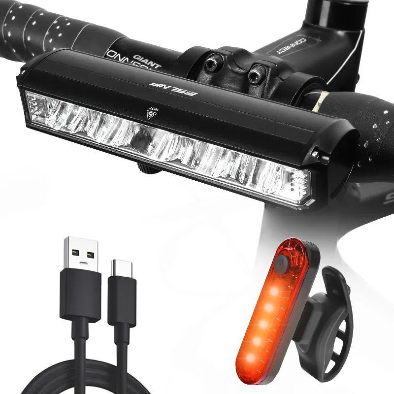 Super bright 2600 lumen usb rechargeable mountain bicycle front back lights led bike light set