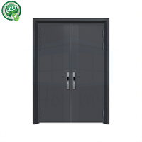 Pintu Masuk Eksterior Baja Desain Modern Anti Maling yang Dapat Disesuaikan Sepenuhnya dengan Kaca untuk Bagian Depan Rumah