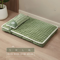 Lit pour chat et chien en tissu à carreaux mignon, coussin doux et confortable, housse amovible rouge avec oreiller en mousse, pour toutes les saisons - Vente flash