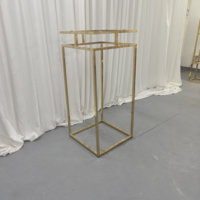 Support de fleurs carré en métal doré, piédestal, cadre, présentoir à gâteau de mariage, socle pour la décoration de banquets, événements et fêtes