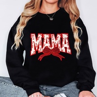 Patch brodé thermocollant en chenille pour vêtements de femme, motif 'Grande Maman' avec nœud à paillettes, idéal comme cadeau pour maman, vente en gros