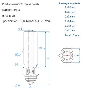Boquilla de Alta Velocidad <span class=keywords><strong>para</strong></span> Impresora 3D ThxPrint, <span class=keywords><strong>Boquillas</strong></span> de Latón K1 <span class=keywords><strong>para</strong></span> K1, K1 Max, <span class=keywords><strong>Ender</strong></span> <span class=keywords><strong>3</strong></span> V3 KE - Product Image 2