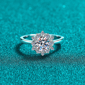 Bague de fiançailles <span class=keywords><strong>en</strong></span> argent sterling 925 AZ1137-J avec moissanite de 1 carat, bijoux fins, promesse de tournesol, <span class=keywords><strong>solitaire</strong></span> pour femmes - Product Image 2
