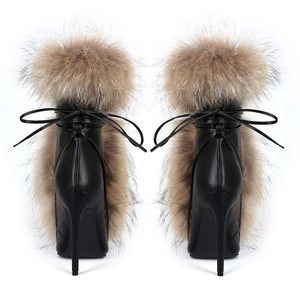 2026 Wholesale New Arrivals Winter Furs Plush Party Club Stylish High Heels Shoes for Women - Product Image 4