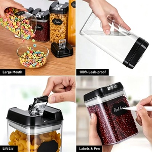 Boîtes de rangement hermétiques transparentes sans BPA, 7 pièces, plusieurs tailles, empilables, <span class=keywords><strong>pour</strong></span> aliments secs, céréales, <span class=keywords><strong>farine</strong></span>, <span class=keywords><strong>sucre</strong></span> - Product Image 4