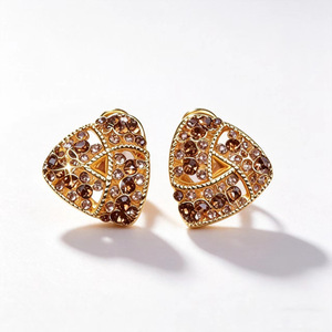 Diamond Encrusted Triangular Alloy Stud Earrings For Women Geometric Micro Insert Fashion Jewelry Zinc Alloy Ear Posts - Product Image 5