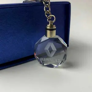 Chaveiro de vidro de cristal de vidro, chaveiro personalizado com cristal de vidro do cristal 3d para presente de promoção