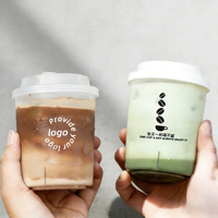 Gobelets en plastique jetables à paroi simple avec logo personnalisé imprimé, 16/24 oz, couvercles en PP givré, diamètre 90 mm, pour café et boissons gazeuses