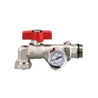 Vanne de régulation d'eau manuelle en laiton DunYun avec manomètre, structure à bille, raccord BSP/NPT, débit de 1 à 100 L/min, OEM