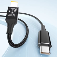 Câble d'alimentation USB-C 135W écologique avec gaine en nylon, convertisseur de type C vers port carré à pointe fine pour ordinateur portable Legion Y7000
