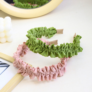 CLARMER-accesorios para el cabello para mujer, bandana plisada de tela personalizada, color sólido, barata - Product Image 2