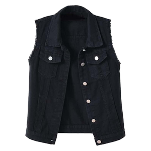 New Men's Cotton Breathable Hooded Sleeveless Denim Vest <b>Jacket</b> OEM Service Autumn Solid Casual Black Street <b>Punk</b> Style - Product Image 1