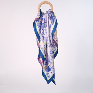 Pañuelo de Seda Cuadrado de Alta Calidad con Estampado Floral, 100% Seda, para Mujer - Product Image 3
