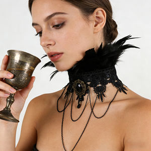 เครื่องประดับคอแบบขนนกสีดำสไตล์โกธิควิคตอเรียน สำหรับการแสดงละครเวทีและคอสเพลย์ - Product Image 6