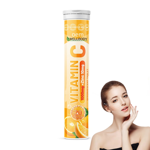 WELLBODY OEM/ODM Hot Sale Vitamin C Effervescent Tablets Plant Based Daily Vitamin Supplement for Beauty and Energy