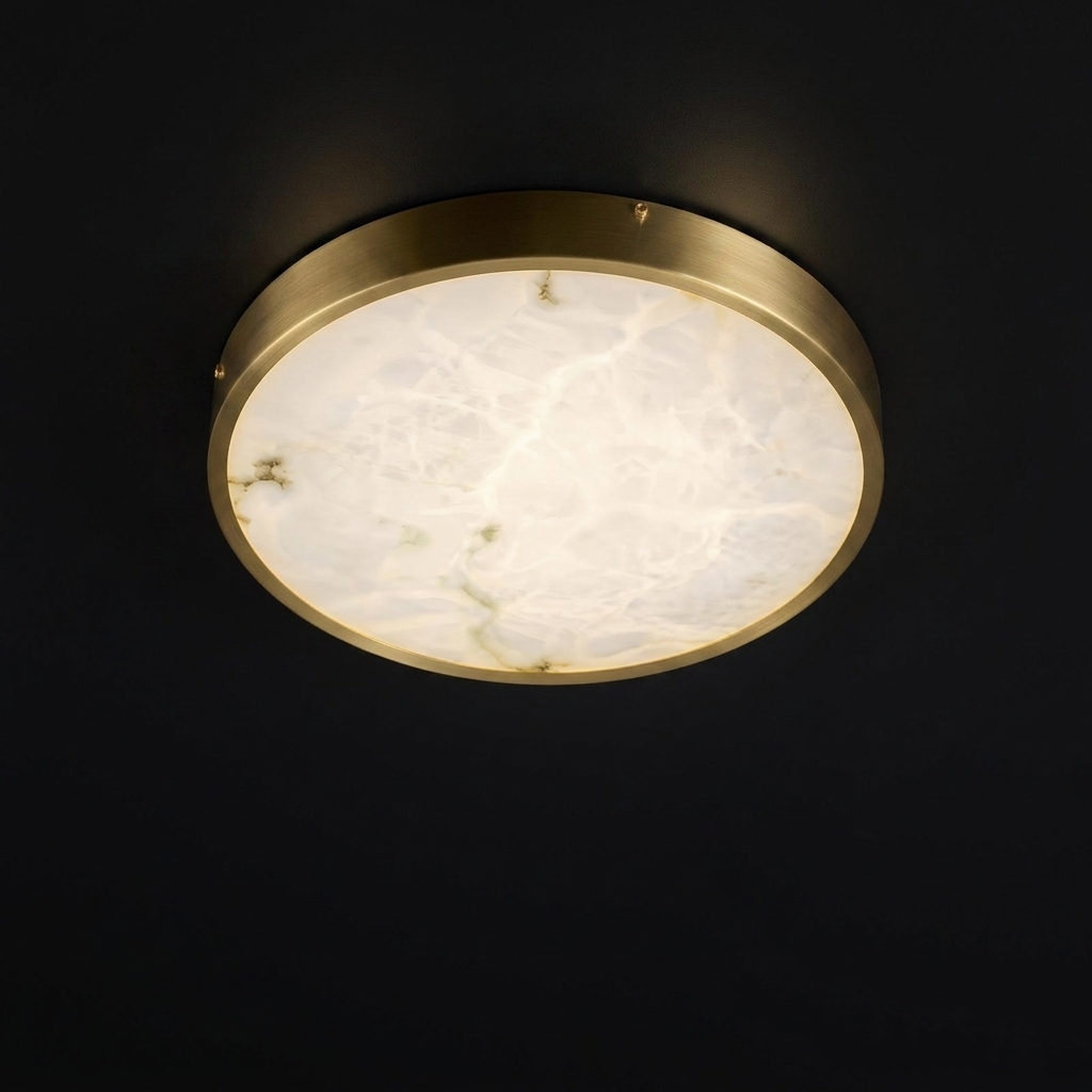 Creative Round Bedroom Alabaster Modern Led Ceiling Light for Living Room Indoor Natural Stone Ceiling Lamp Marble Flush Mount