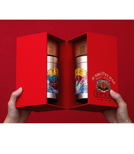 Luxury Rigid Food Grade Logo Printed Chinese New Year Red Lotus Tea Packaging Box With Paper Bag