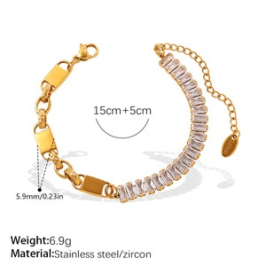Four Leaf Clover Full Zircon Jewelry <b>Set</b> Stainless Steel Spliced Necklace <b>Bracelet</b> Luxury Niche Daily Jewelry - Product Image 5