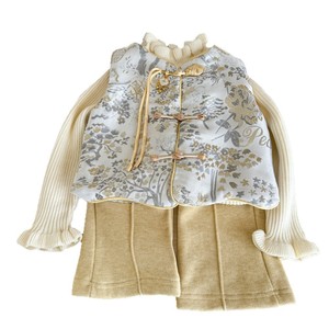 Baby Girls Chinese Style Brocade Vest And Cheongsam Pants Set Thickening Breathable With Label - Product Image 5