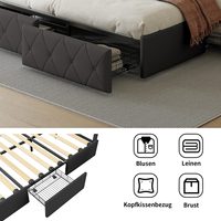 Lit LED et stockage 2 en 1-Conception de levage hydraulique, éclairage de tête de lit RVB, parfait pour les petites maisons élégantes