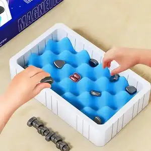 Strategi pertempuran magnetik portabel, catur meja Magnet permainan anak, permainan Puzzle berpikir catur magnetik