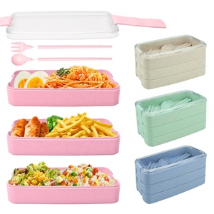 Hot Sell Wheat Straw Stackable <strong>3</strong> <strong>Layer</strong> <strong>Lunch</strong> <strong>Box</strong> Eco-Friendly Bento <strong>Box</strong> - Product Image 2