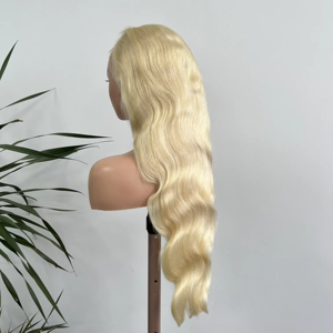 Vente directe d'usine Perruque en cheveux humains <span class=keywords><strong>blonde</strong></span> 613 à ondulation corporelle bouclée à bas prix Perruque en dentelle transparente tendance - Product Image 4