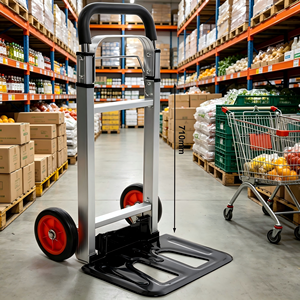 Carrello <span class=keywords><strong>a</strong></span> <span class=keywords><strong>Mano</strong></span> Pieghevole con Telaio in Alluminio, Convertibile, con Due <span class=keywords><strong>Ruote</strong></span> <span class=keywords><strong>per</strong></span> Uso Industriale e in Magazzino - Product Image 2
