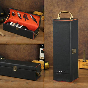 Caja de Regalo para una Sola Botella de Vino con Set de Accesorios, Estuche Portátil con Herramientas y Asa para Fiestas y Hogar - Product Image 3