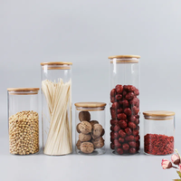 Pot à épices en verre transparent Récipient en verre durable écologique Bocaux de stockage en verre hermétiques résistants à la chaleur avec couvercle en bambou en bois