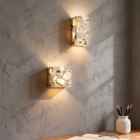 Applique murale moderne en terrazzo, lampe murale décorative en pierre à LED avec lumière blanc chaud 2700K pour salon et projets commerciaux
