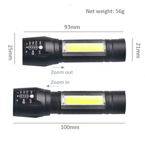 <span class=keywords><strong>Mini</strong></span> USB sạc Led zoom LED hợp kim nhôm cơ thể zoom đèn pin khẩn cấp COB bên ánh Sáng Ngọn đuốc - Product Image 5