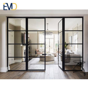 Puerta de Entrada de Vidrio Abatible de Diseño Minimalista, Puerta de Seguridad para Apartamentos, Material de Aleación de Aluminio, Superficie Acabada Impermeable - Product Image 3