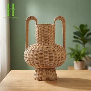 Jarrón rústico de granja, jarrón decorativo de ratán Natural grande para el hogar, florero de mimbre bohemio para mesa de comedor y boda, OEM - Product Image 1