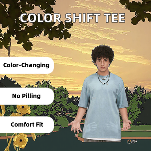 Camiseta de punto de algodón 100% Vintage para hombre, cambio de Color de temperatura termocrómico, patrón sólido, nuevo diseño en blanco - Product Image 3