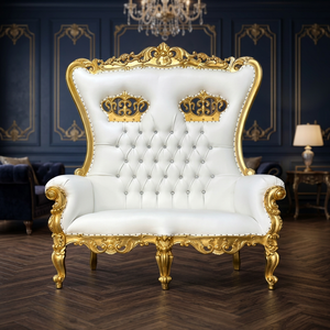 <b>White</b> Gold Midcentury Tufted Durable High Queen Chair Living Room Furniture - Product Image 3