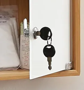 Armoire de rangement médicale élégante à 4 niveaux en bambou, à fixation murale, avec serrure, pour un stockage sûr des médicaments, pour la salle de bain ou la maison - Product Image 3
