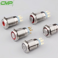 Bouton poussoir d'angle lumineux à LED noir CMP 19 mm pour système d'alarme de voiture