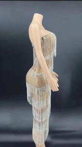 NOVANCE Y2398 nuovo abbigliamento da donna <span class=keywords><strong>2022</strong></span> <span class=keywords><strong>primavera</strong></span> abiti corti con nappine di diamanti da sera abiti da compleanno con strass - Product Image 2