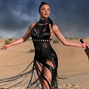 Vestido de Playa Bohemio de Macramé Nuevo 2025, Vestido Bohemio para Sesión de Fotos de Boda Burning Man, Vestido de Diosa Espartana, Chaleco Masculino de Macramé - Product Image 1