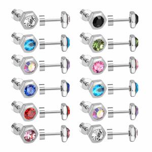 Nouvelles boucles d'oreilles triangulaires en zircon multicolores, type boucles d'oreilles pour femmes, ensembles de boucles d'oreilles en vente - Product Image 5