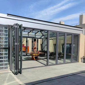Portes patio pliantes en aluminium sur mesure pour l'extérieur, résistantes aux ouragans, portes accordéon en verre pour hôtels et hôpitaux - Product Image 4
