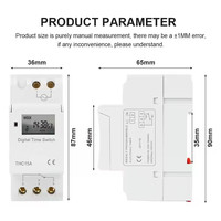 Saklar pengatur waktu daya otomatis 220V tipe rel Din THC15A sakelar kontrol waktu hemat energi maks 30A. Masa perpanjangan arus