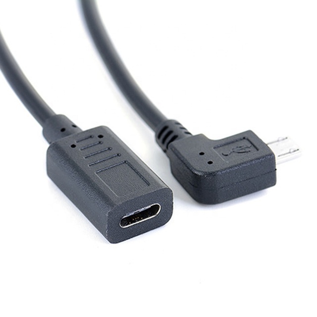 USB 3.1 Type C Female to 90 Degree Right Angle Micro USB Converter Adapter Cable