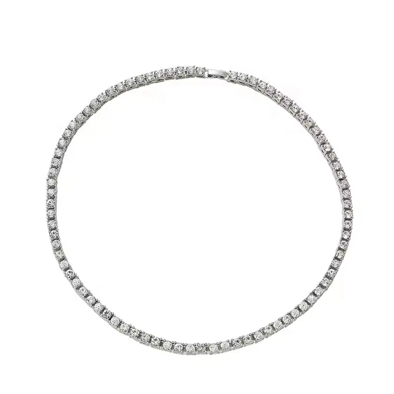 Pulseira de corrente de tênis de linha única com strass e hip hop 3mm 4mm 5mm, material de liga leve com brilho, para mulheres e homens